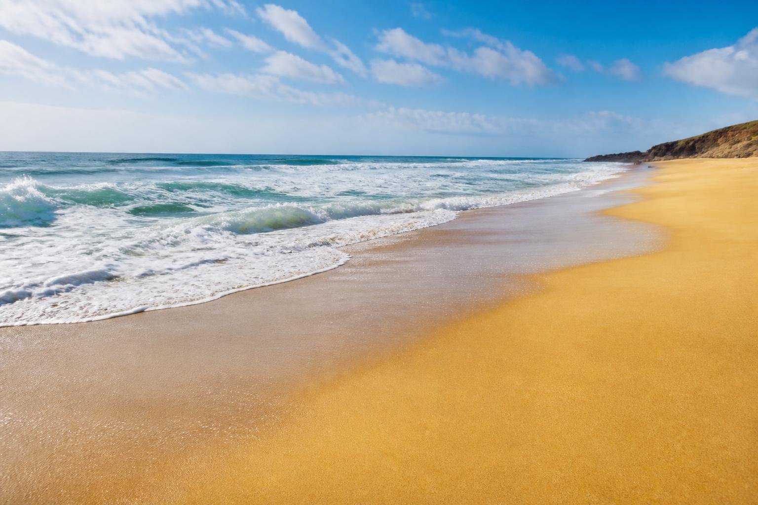 Plage côtière vendéenne avec vagues et sable doré